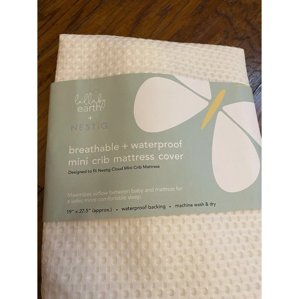 NEW Lullaby Earth Breathe Safe Mini Crib Mattress Cover Waterproof Nestig